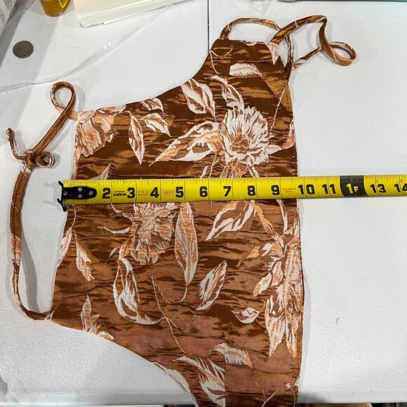 New! Milkwhite Revolve Cropped Open Back Top Burnt Orange Floral Womens Small - Picture 10 of 10